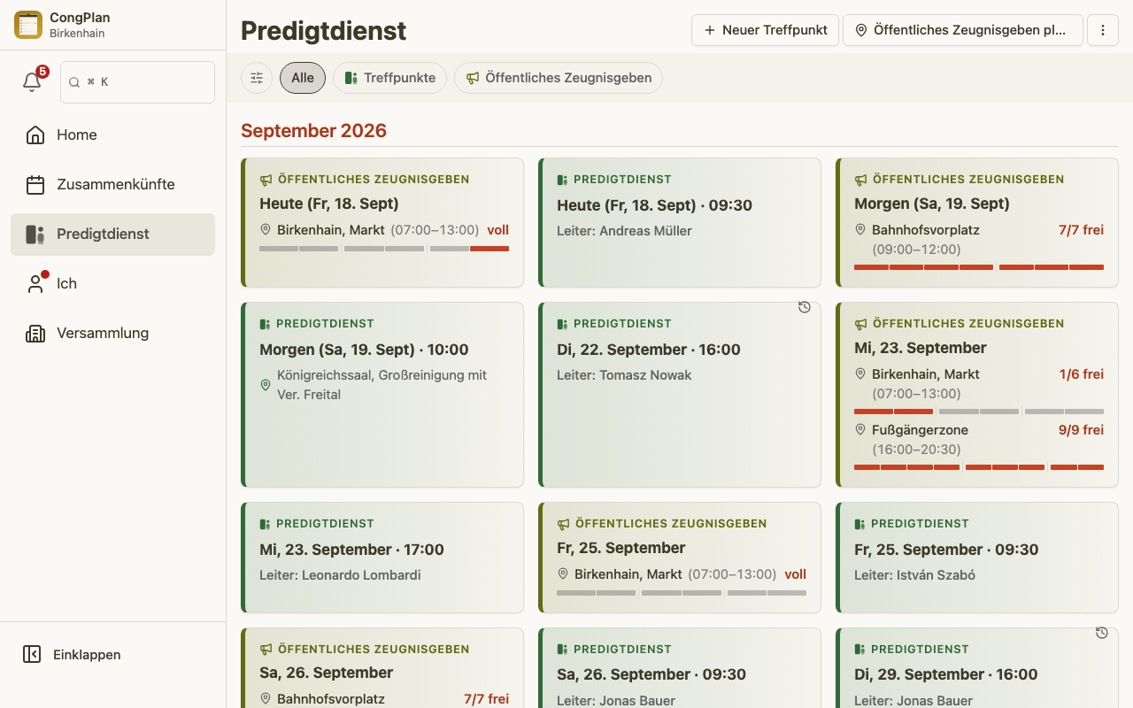 Predigtdienst aus Sicht des Dienstaufsehers am Desktop