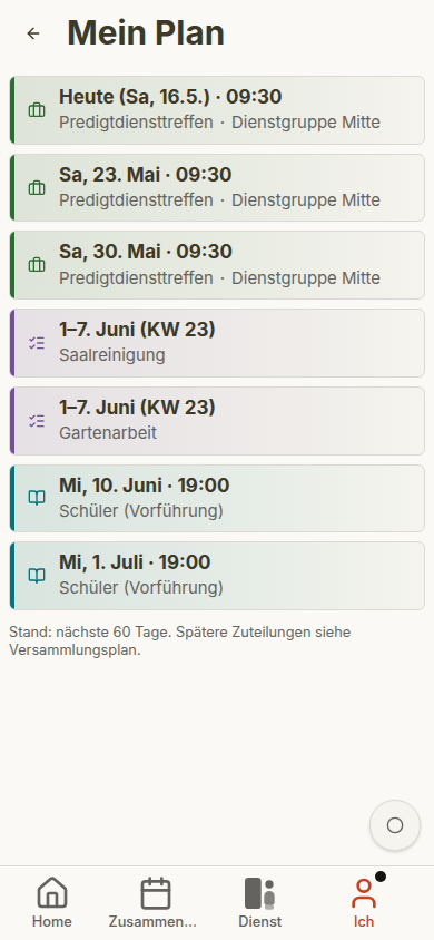 Lisa persönlicher Plan auf dem Handy