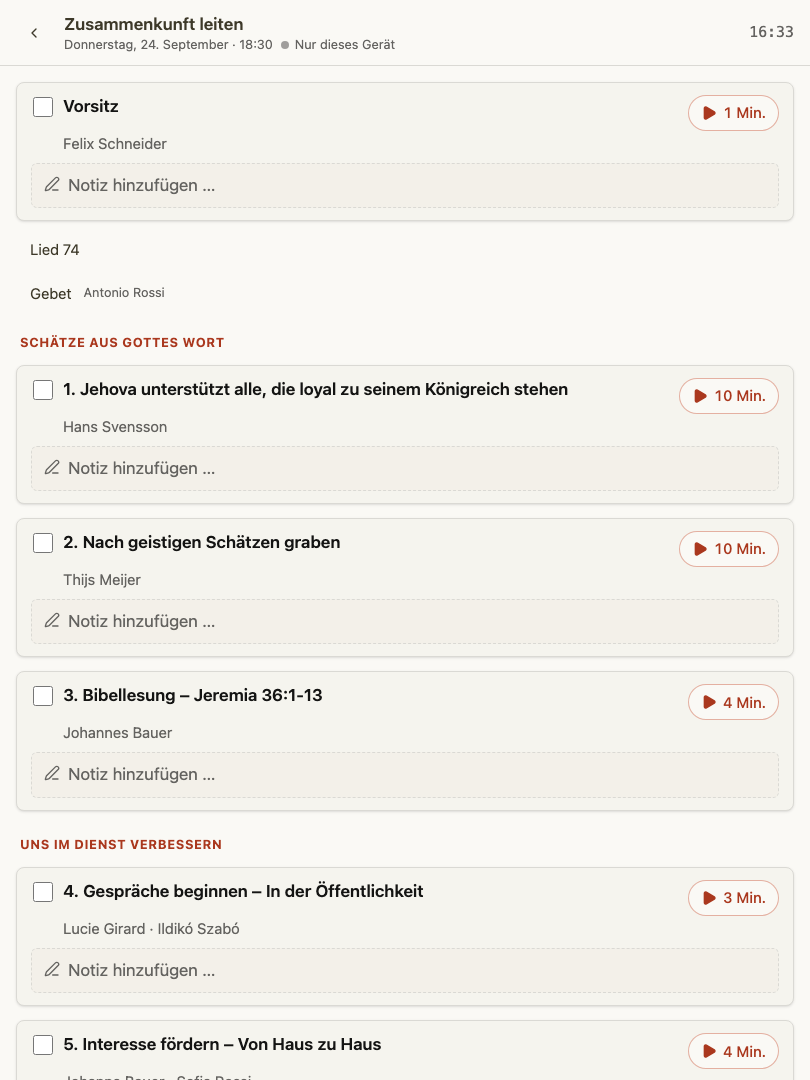 Vorsitz-Notizen