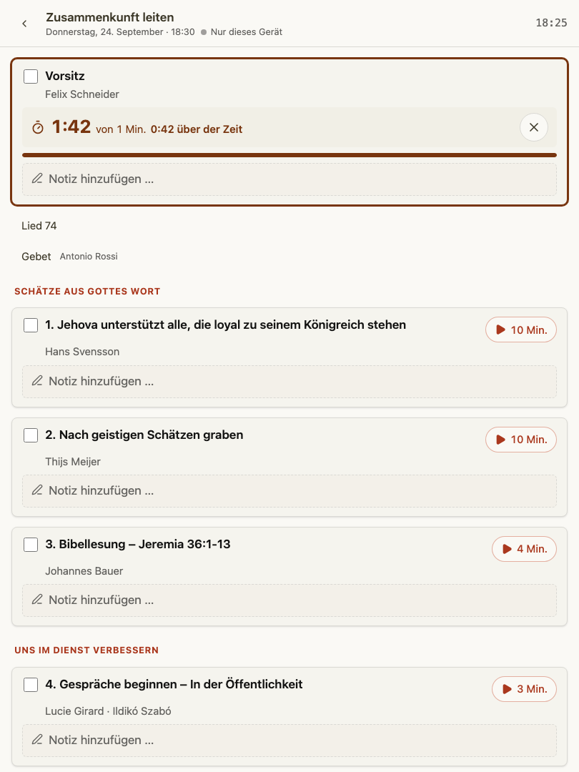 Der Timer pro Programmpunkt