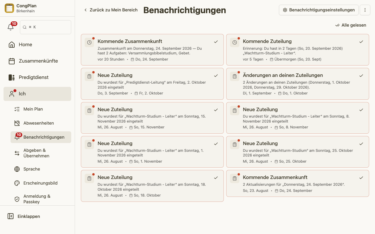 Benachrichtigungscenter