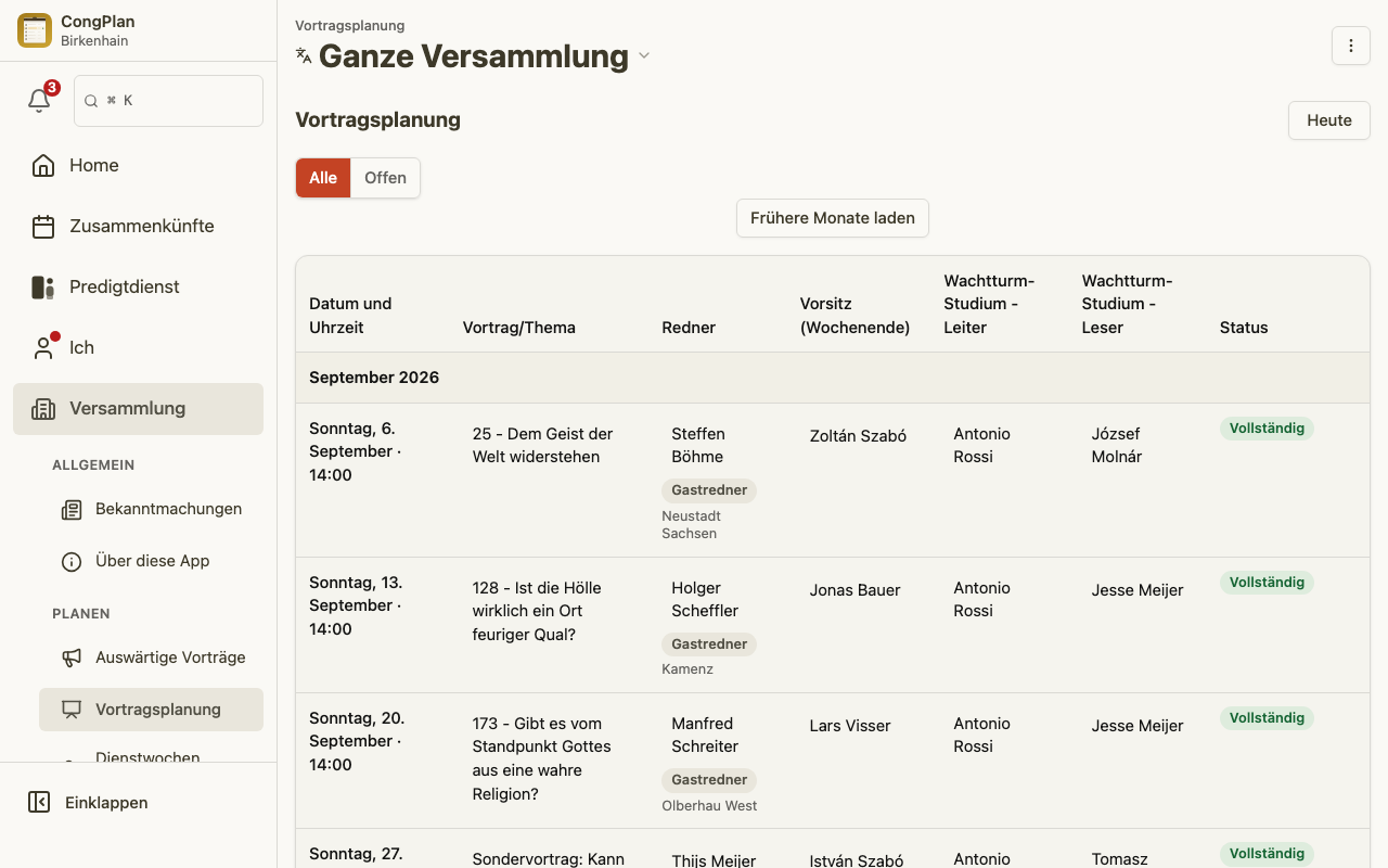 Eine durchgehende Liste