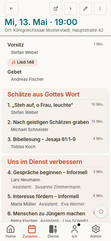 Zusammenkunftsdetail: Deutsch, Hell, Orange