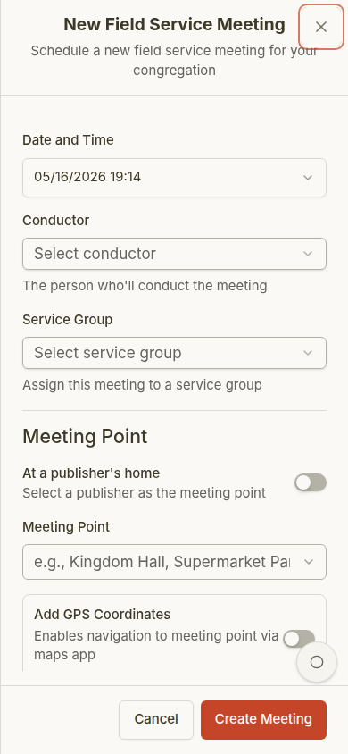 Create field service meeting sheet on mobile