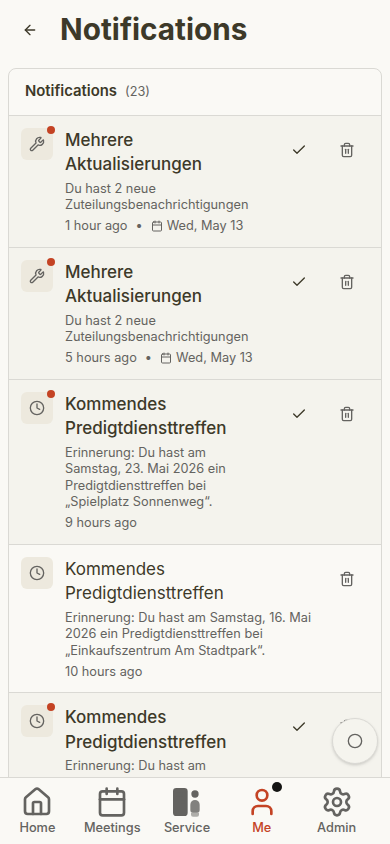 Notification center on mobile