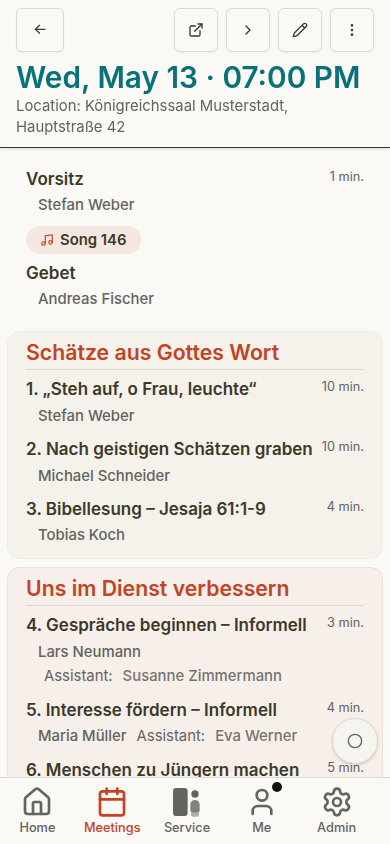 Thomas meeting details on mobile