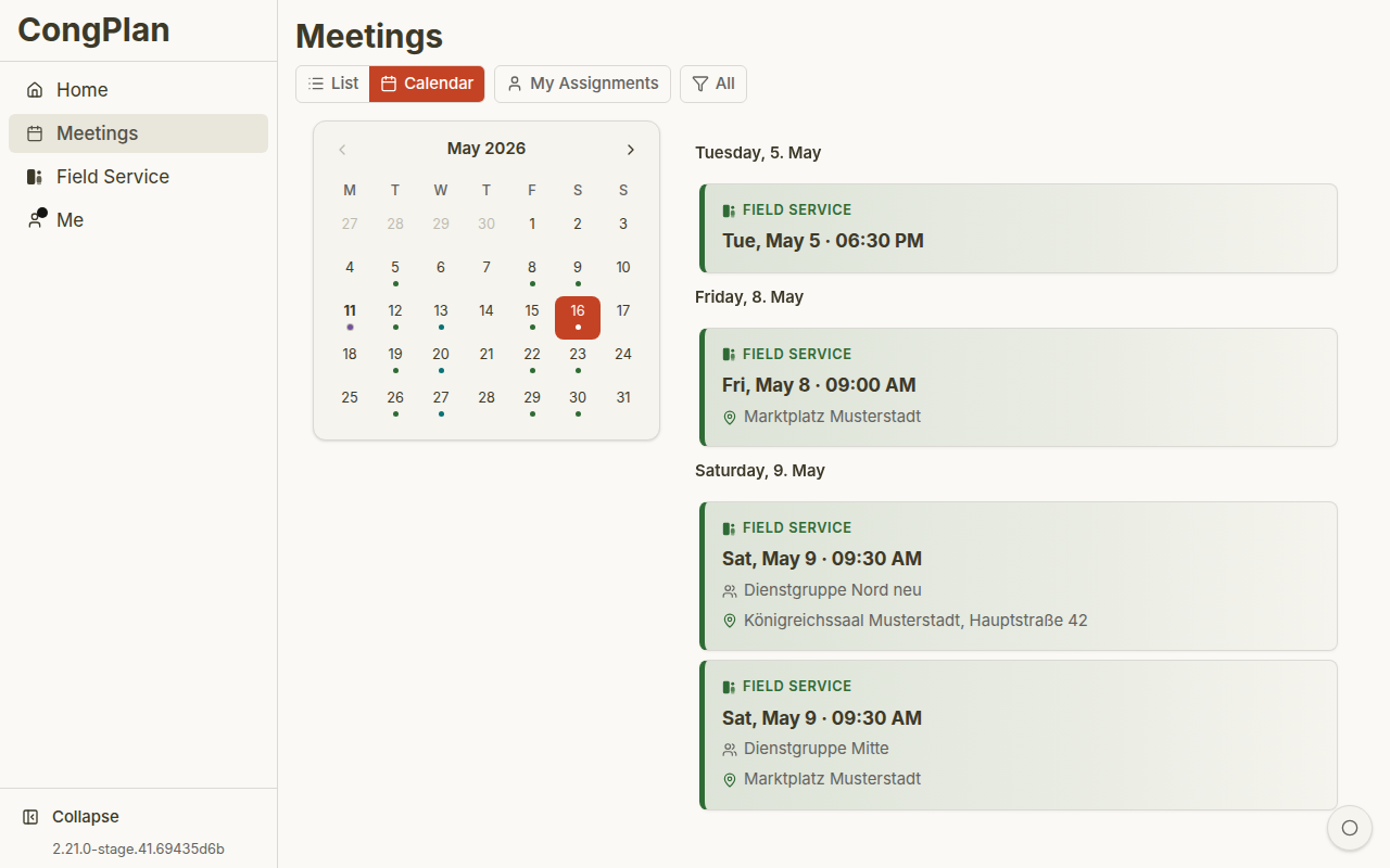 Calendar view