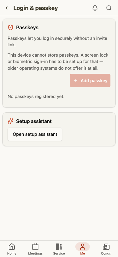 Ajustes de inicio de sesión y passkey