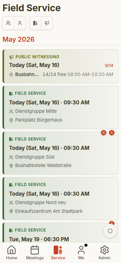 Stefan field service on mobile