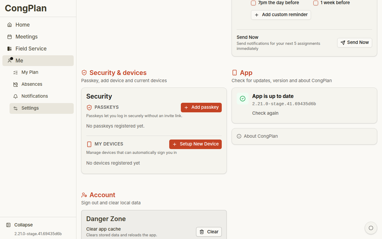 Security settings