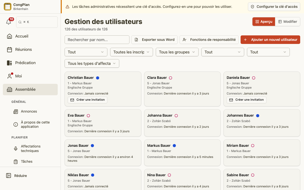 Gestion des utilisateurs