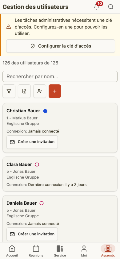 Fiche de modification d'utilisateur sur mobile