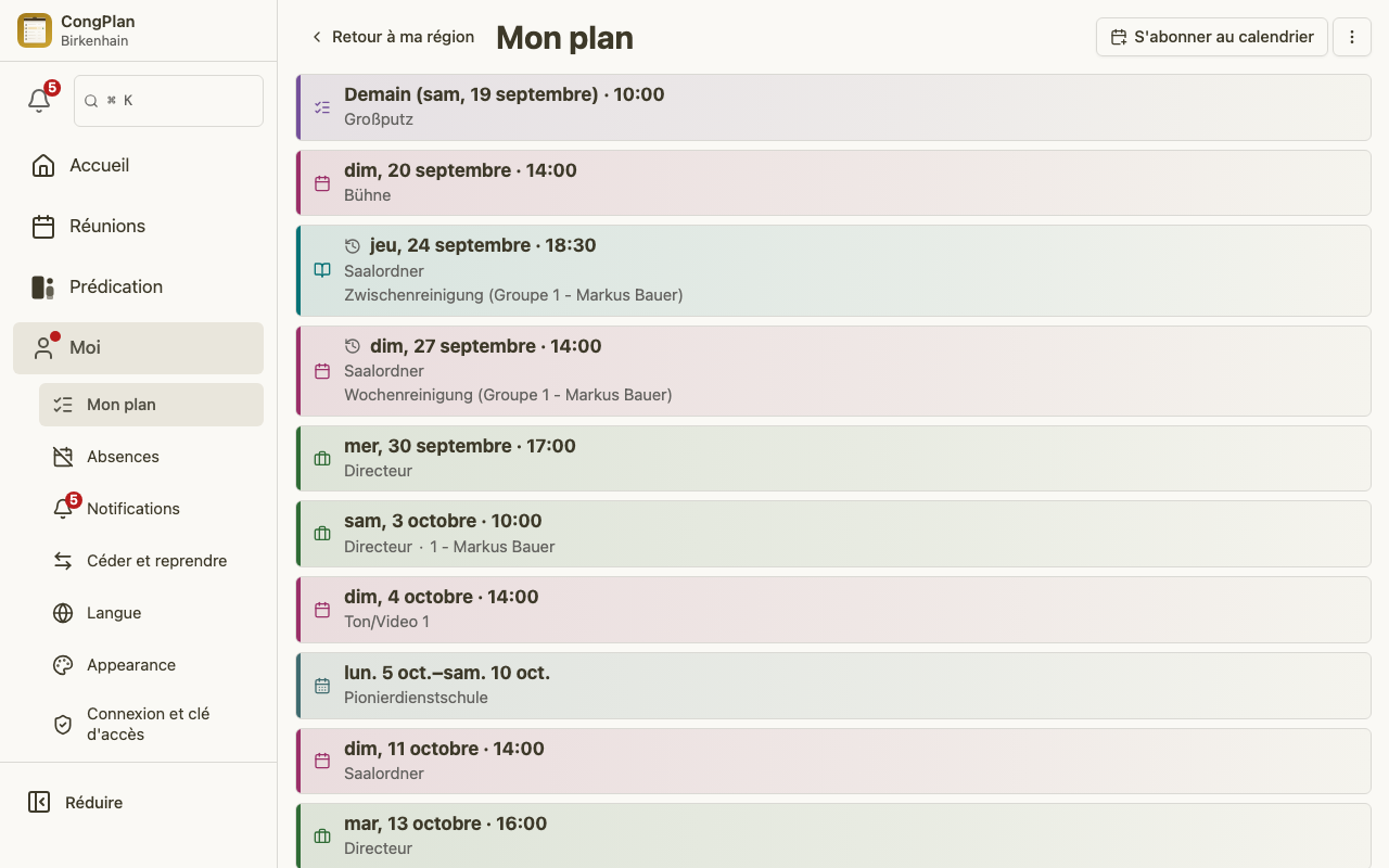 Plan personnel du responsable de la prédication sur ordinateur