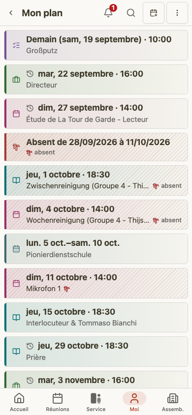 Plan personnel du proclamateur sur mobile