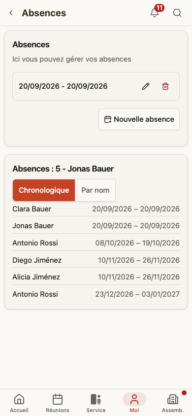 Enregistrer votre propre absence