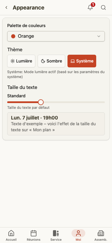 Paramètres d'apparence