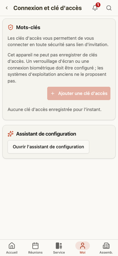 Paramètres de connexion et de passkey