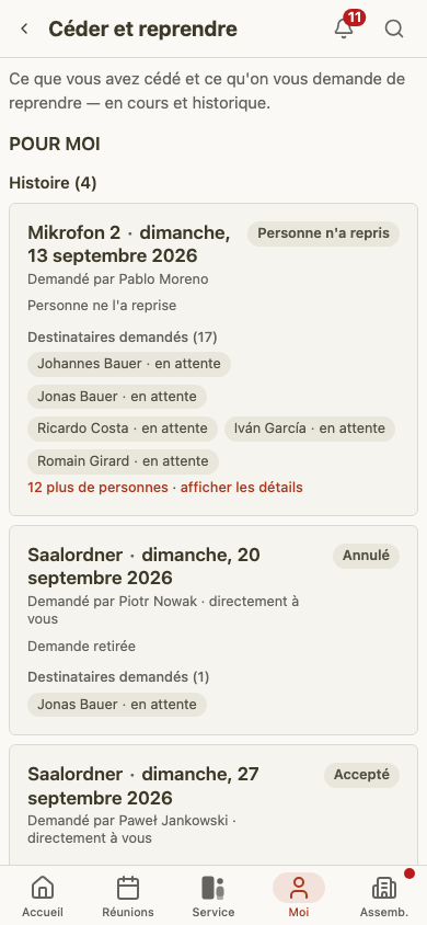 Ta page Céder et reprendre