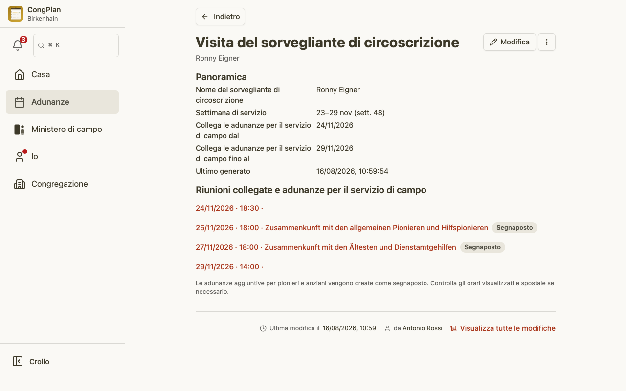 La pagina dei dettagli