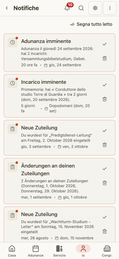 Centro notifiche su cellulare