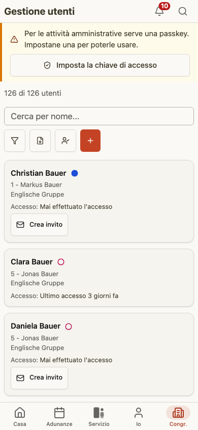 Foglio di modifica utente su dispositivo mobile