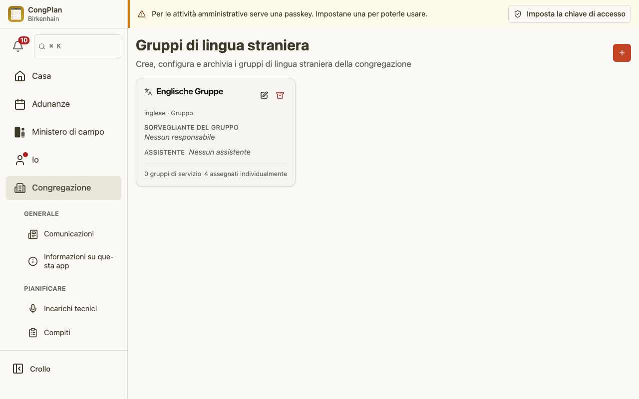 Gestione dei gruppi di lingua straniera