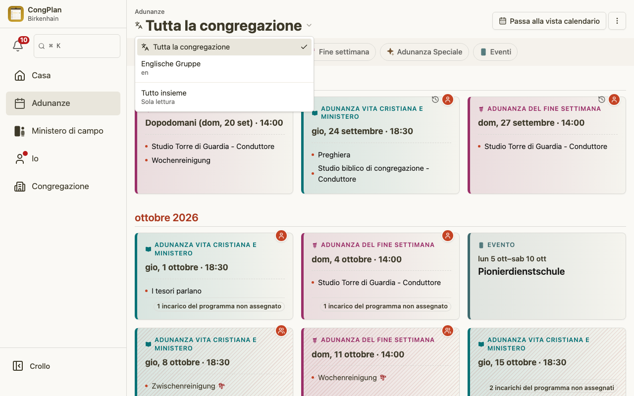 Selettore del contesto di pianificazione