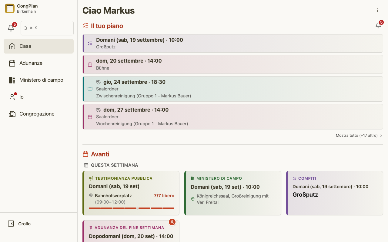 Dashboard del sorvegliante del servizio su desktop