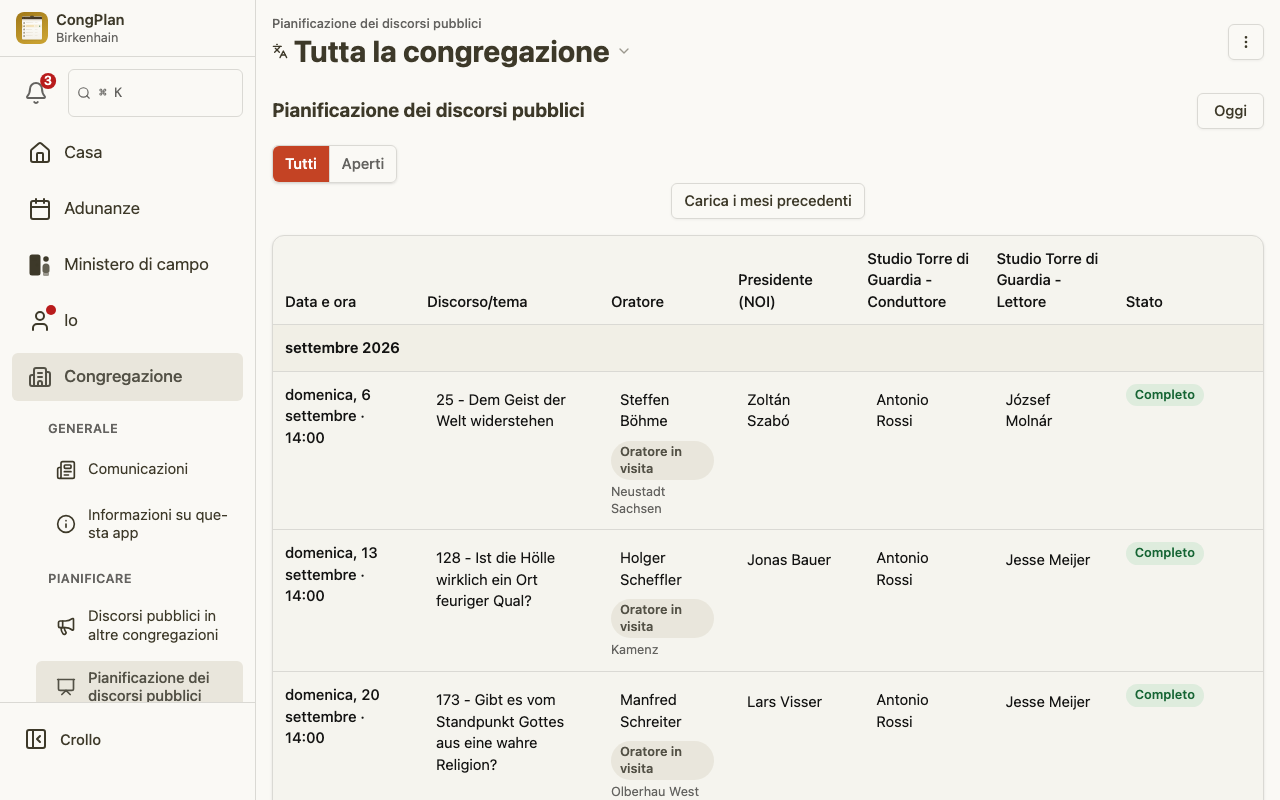 Un unico elenco continuo