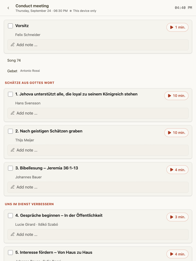 Voorzittersnotities