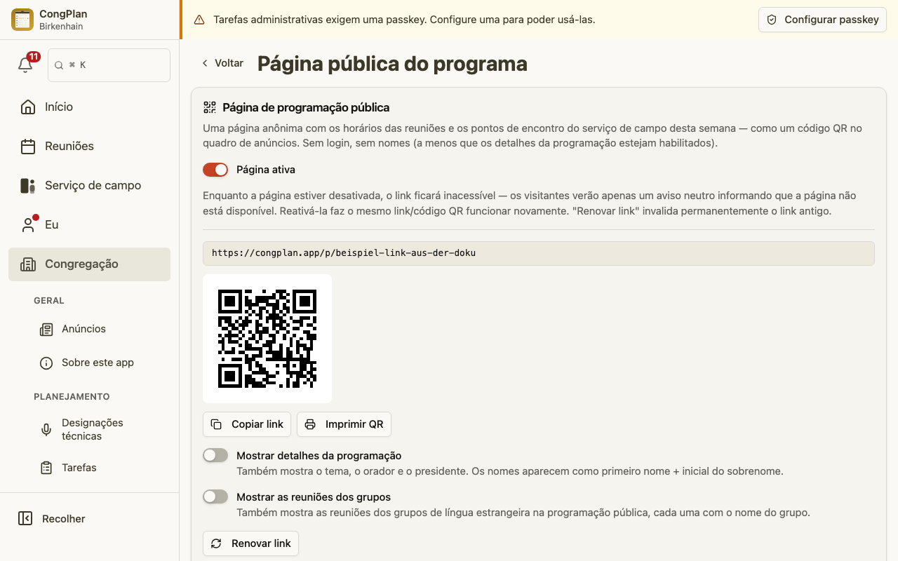 Link e Código QR
