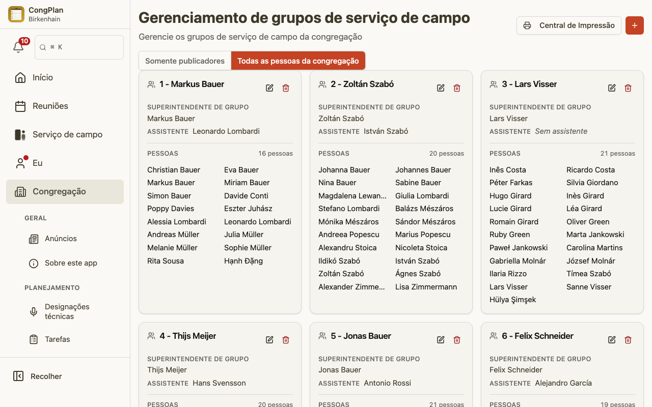 Grupos de serviço de campo