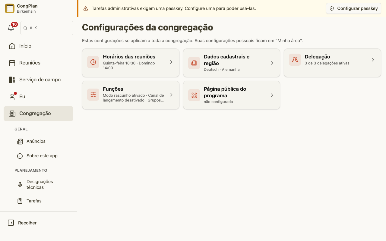 Horários de Reunião