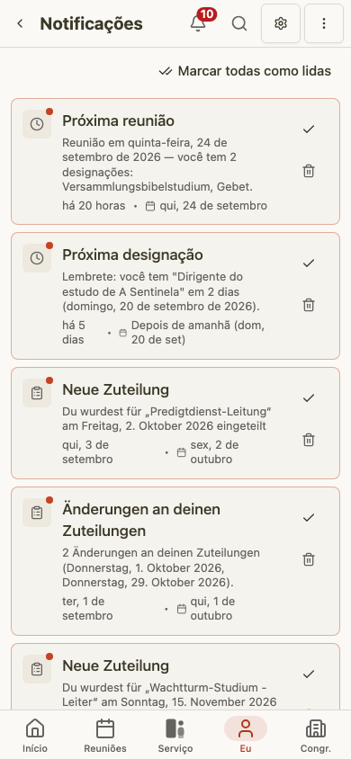 Central de notificações no celular