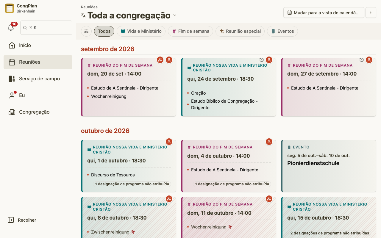 Visão geral combinada