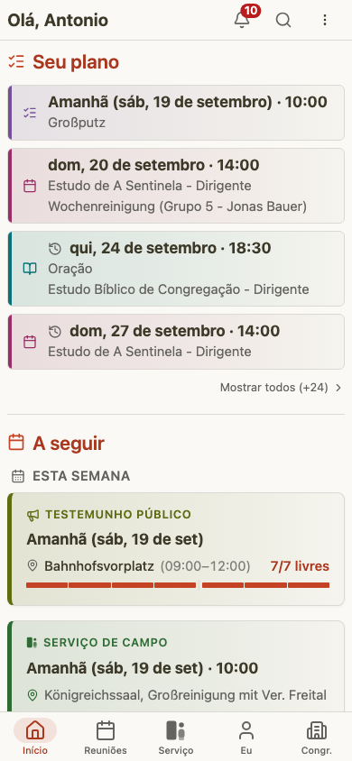 Painel do administrador no celular