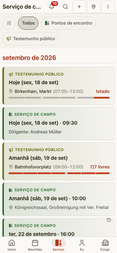 Serviço de campo do administrador no celular