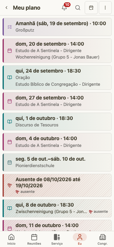 Plano pessoal do administrador no celular