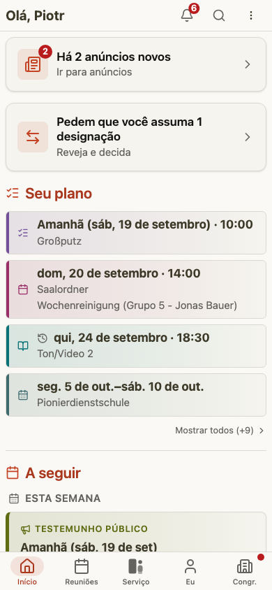 Painel do ancião no celular