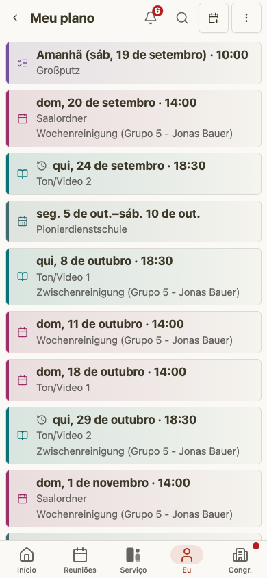Plano pessoal do ancião no celular