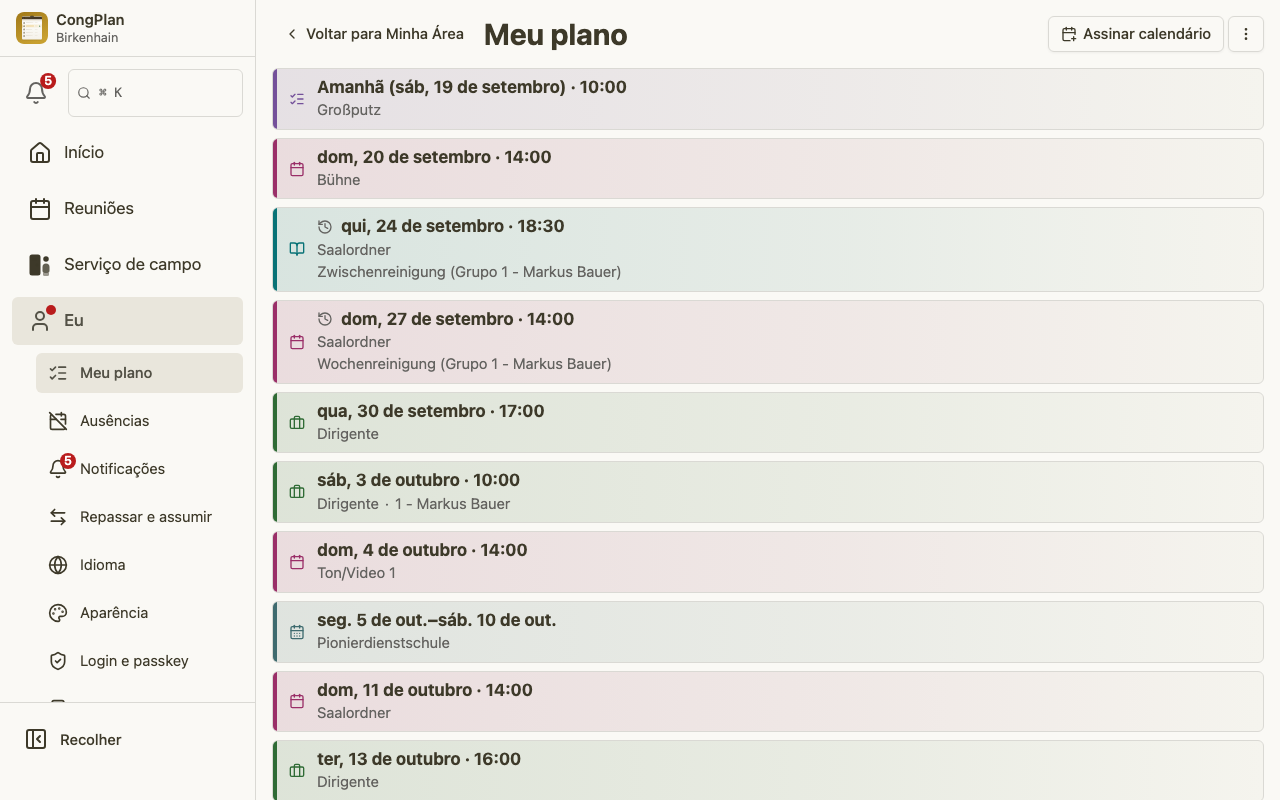 Plano pessoal do superintendente de serviço no desktop