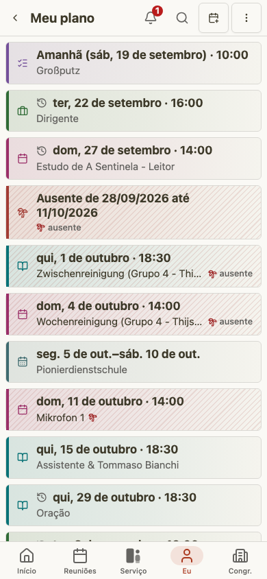 Plano pessoal do publicador no celular